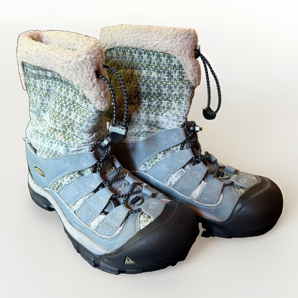 Keen Boots Womens 7.5 Winterport II Winter Snow Shearling Blue Gray Suede